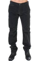 GF Ferre Black Corduroy Cotton Straight Fit Pants -   -  GF Ferre.